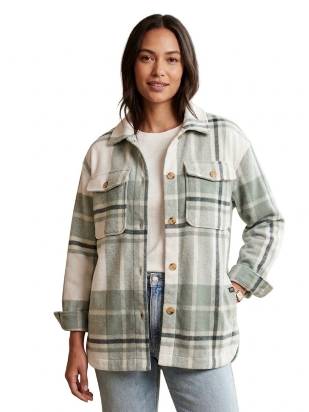 Plaid Flannel Shirt Jacket, L